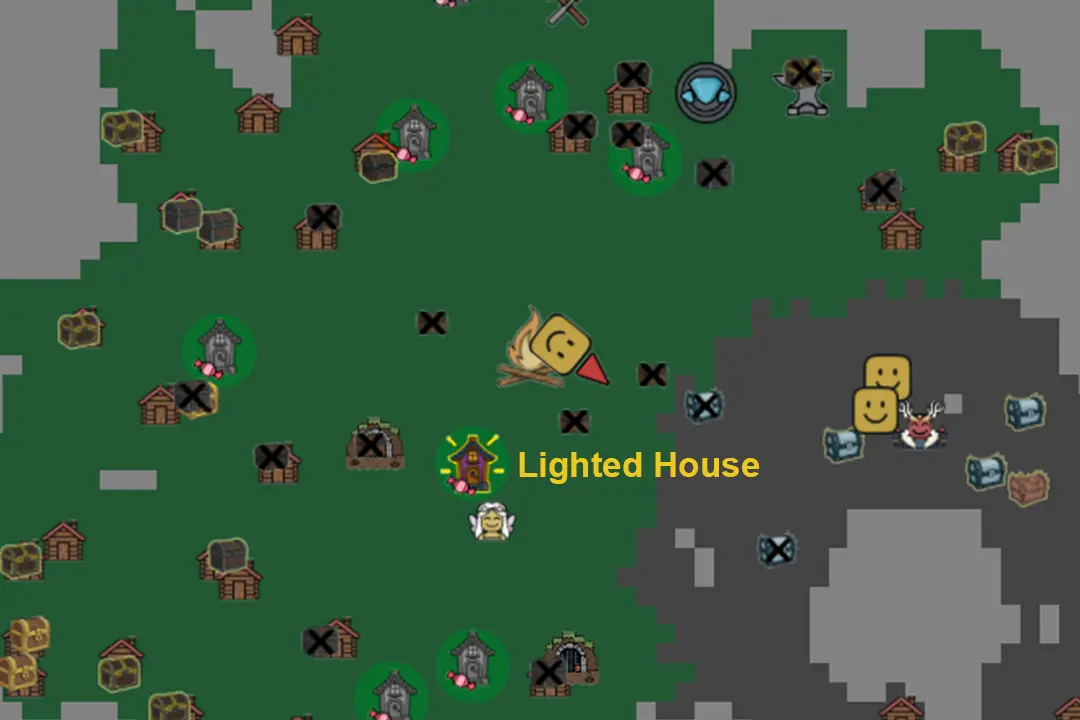 Lighted house appear on the map in the 99 Nights in the Forest Halloween update.