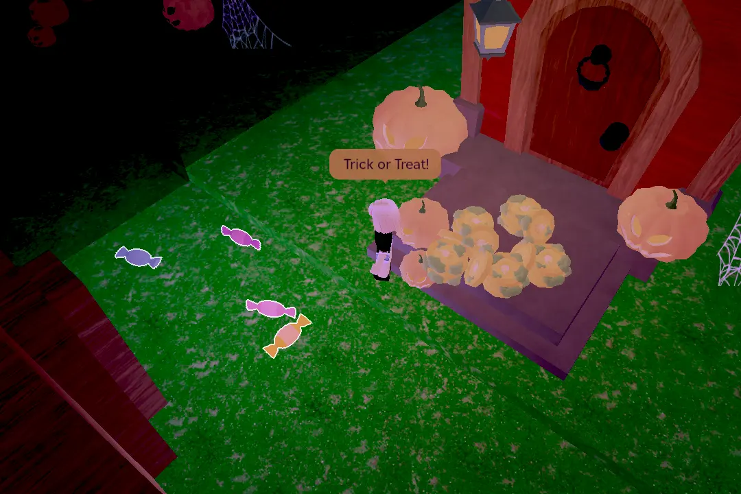 Three to four Candies gained after treat or trick in the 99 Nights in the Forest Halloween update.