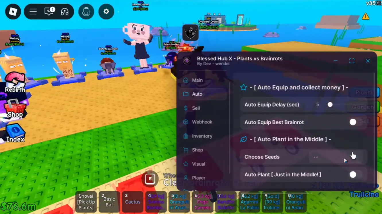 Phần Auto Script trong Plants vs Brainrots