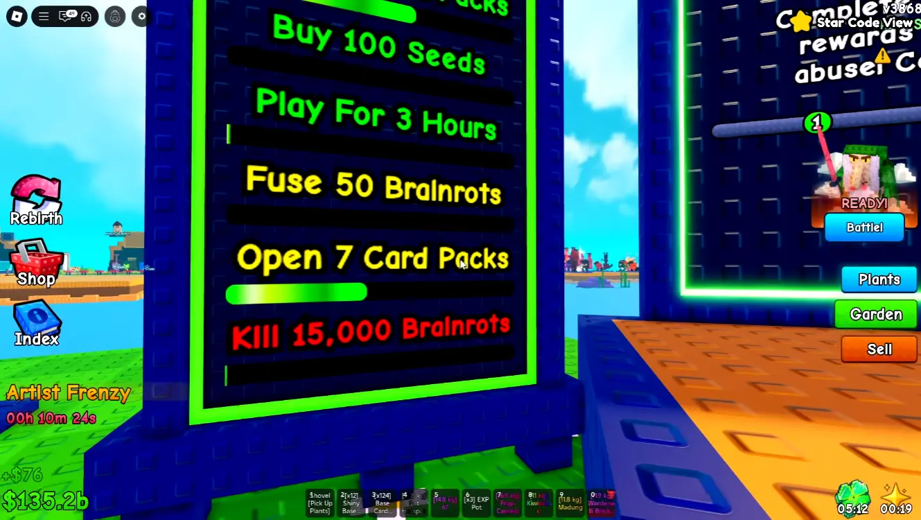 Завдання для Admin Chest на табло у Plants vs Brainrots