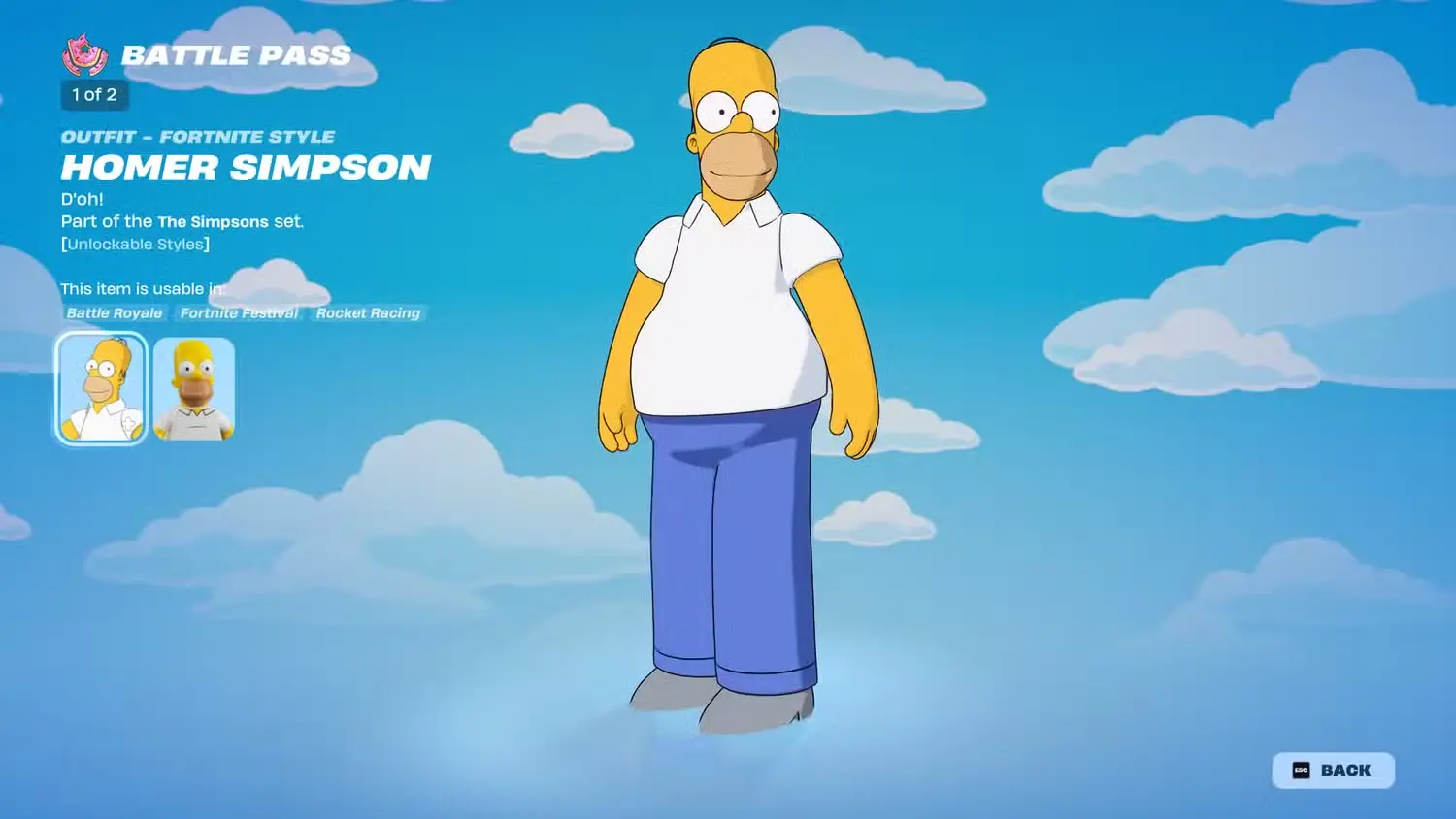 Homer Simpson Skin sa Fortnite