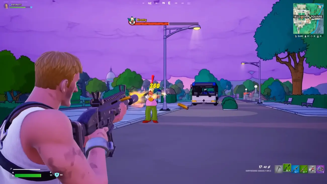 Kampf mit Krusty the Clown in Fortnite