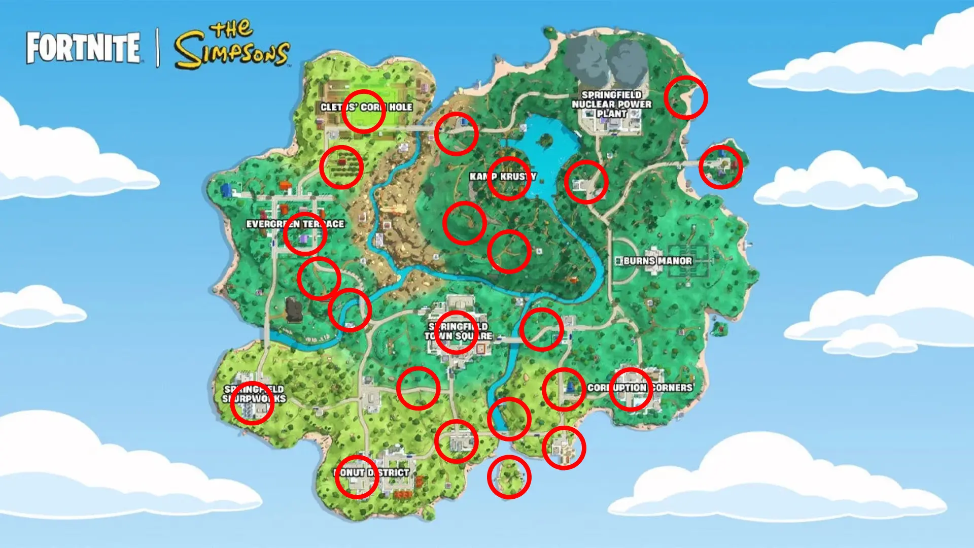 Mögliche Orte der Simpsons-Bosse in Fortnite