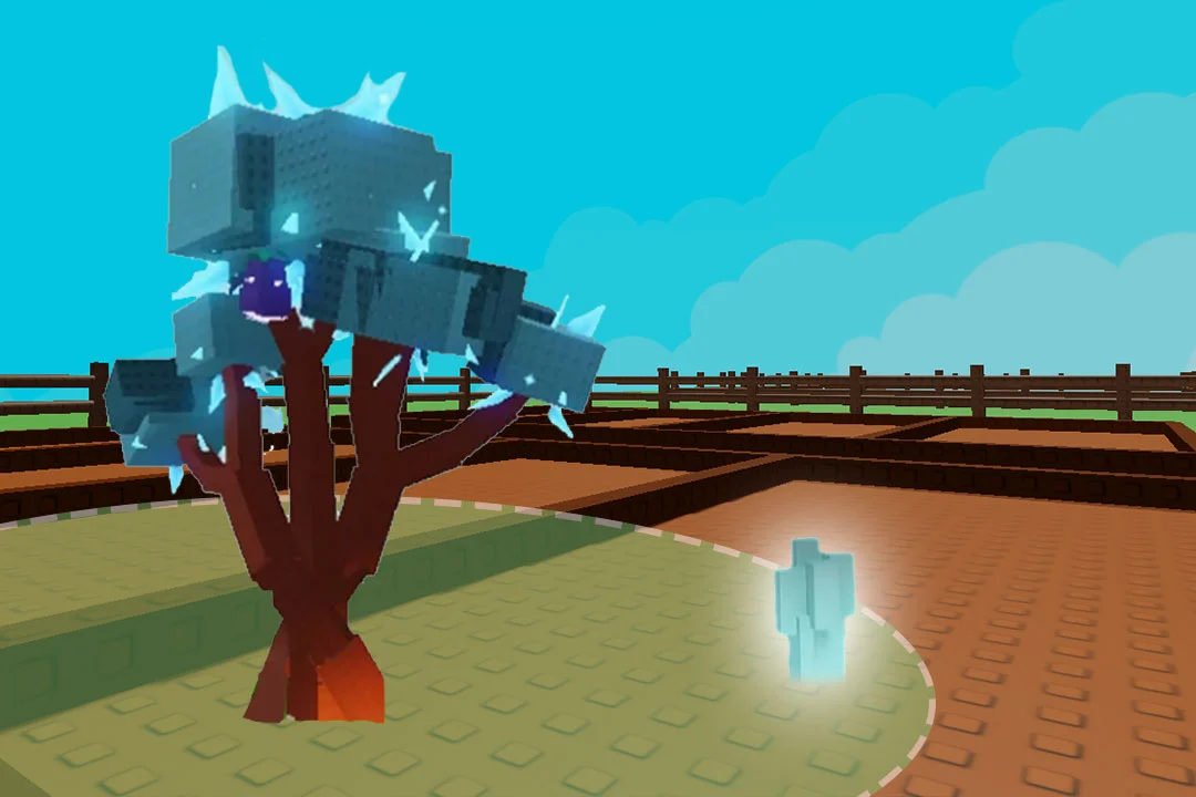 Trinity Fruit plant giving Mirage Mutation to Carrot in Grow a Garden Safari Harvest Event.