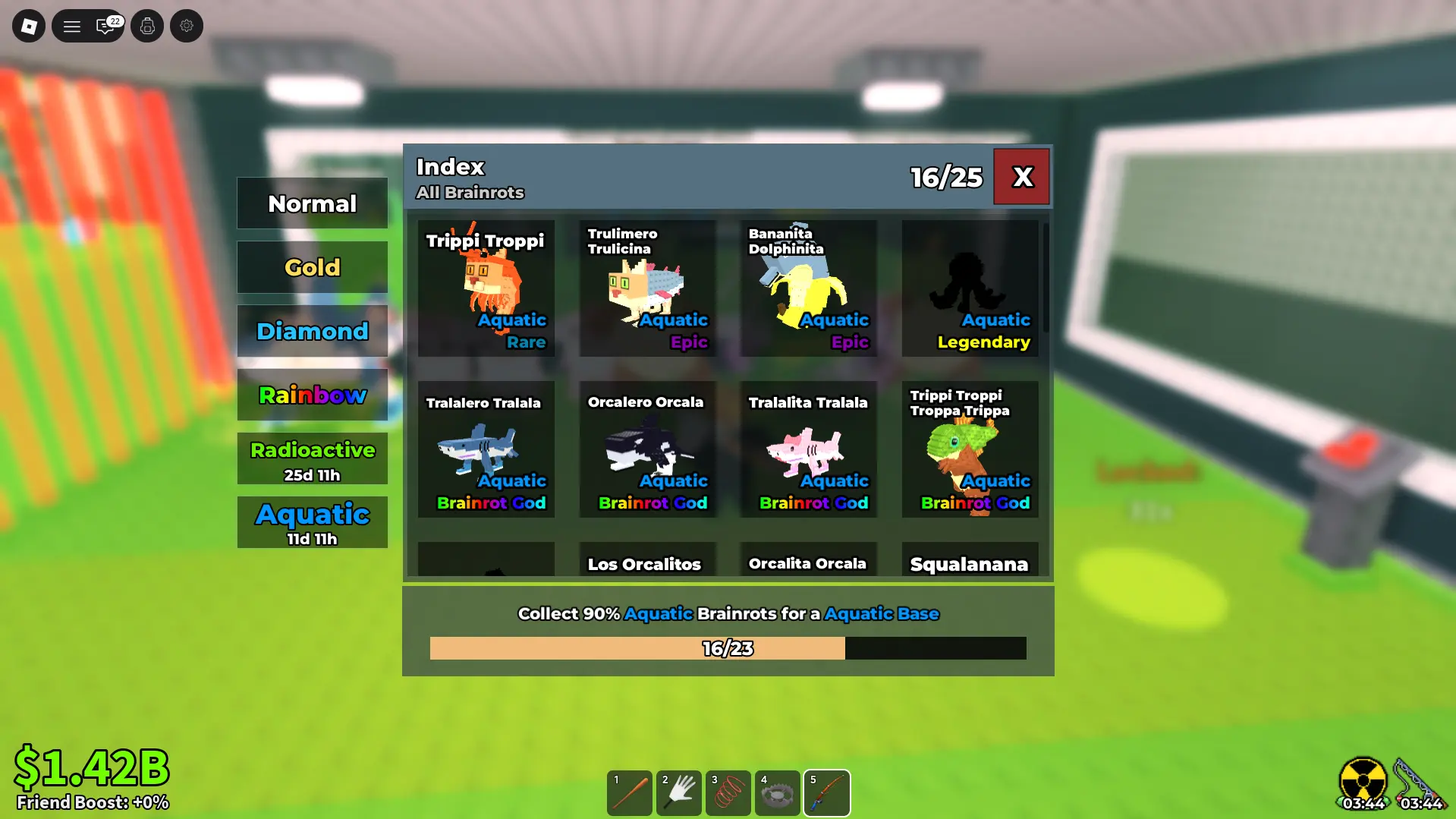 Índice de Brainrots Acuáticos en Steal a Brainrot (llenar escala)