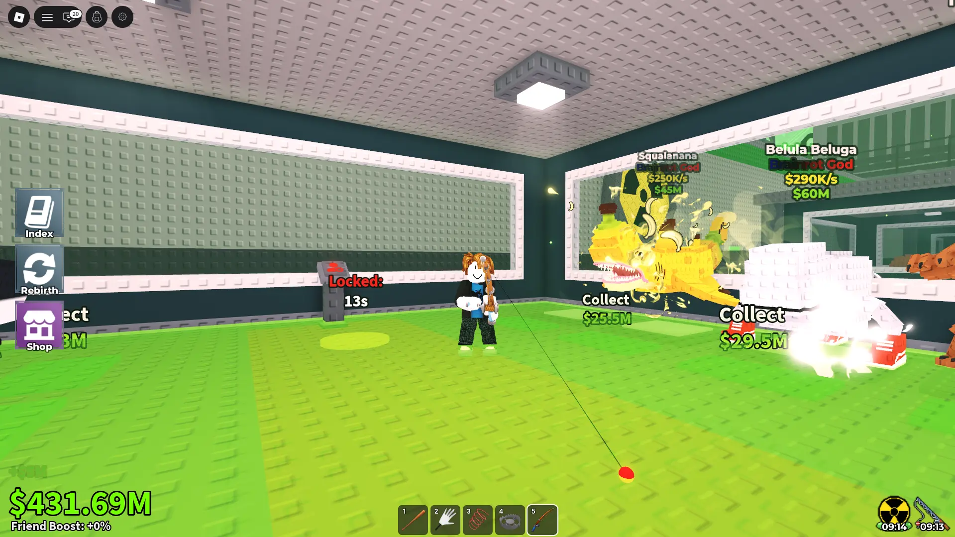 Brainrots acuáticos en la base en Steal a Brainrot