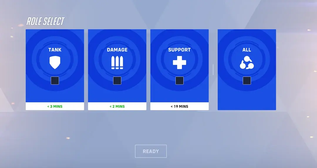 Role selection menu in Role Queue — Overwatch 2