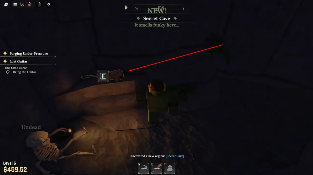 The Forge에서의 음유시인의 기타 위치