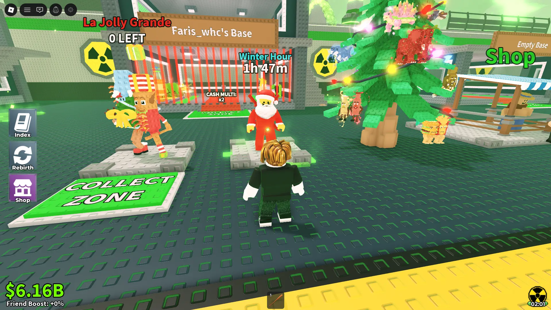 Papai Noel no evento Winter Hour do Steal a Brainrot