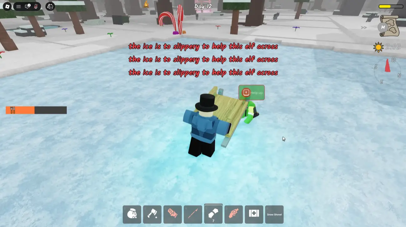 La superficie resbaladiza del hielo imposibilita el rescate del elfo sin patines