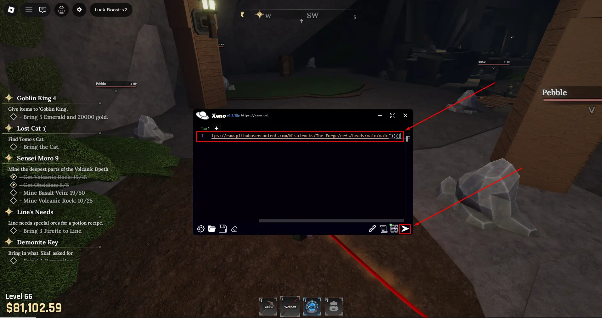 Активація скрипта&nbsp;The Forge через Xeno Executor&nbsp;&nbsp;