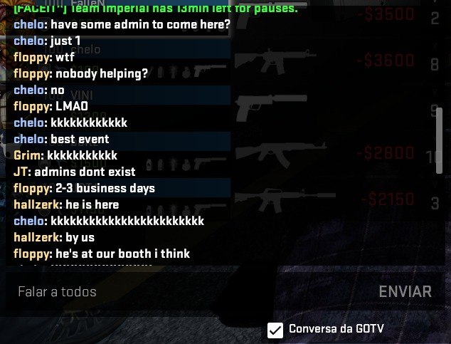 Imperial vs. Complexity match chat screenshot
