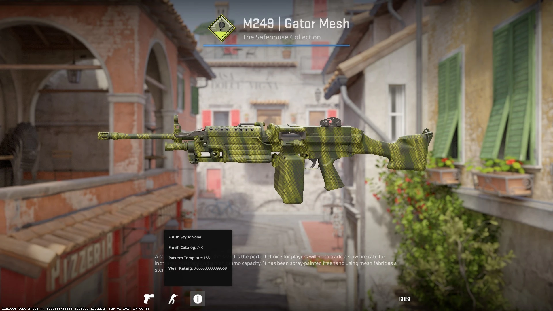 Скин M249 | Gator Mesh с значением Float 0,000000000899658