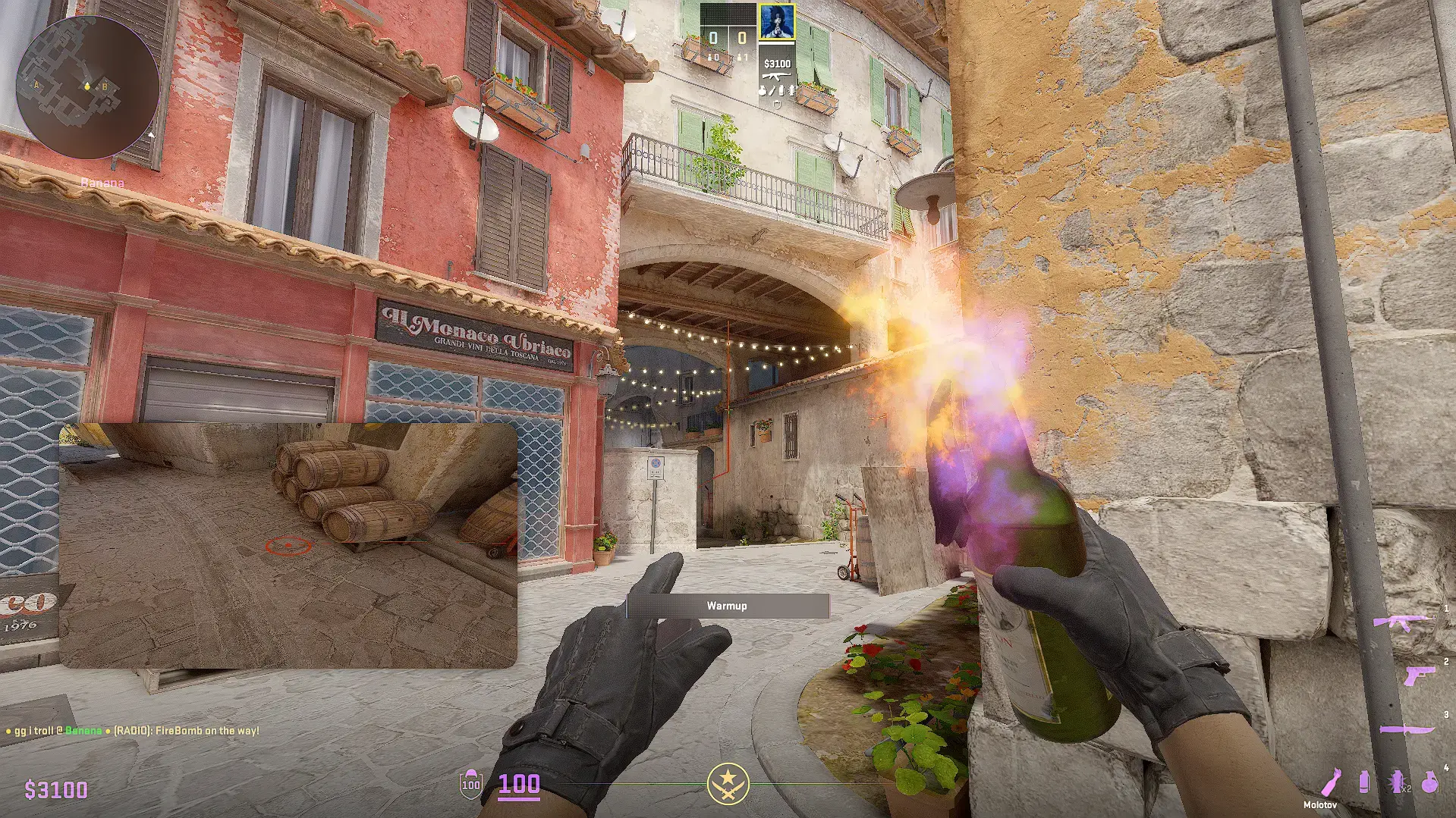 Jogar o Molotov longo no Inferno 