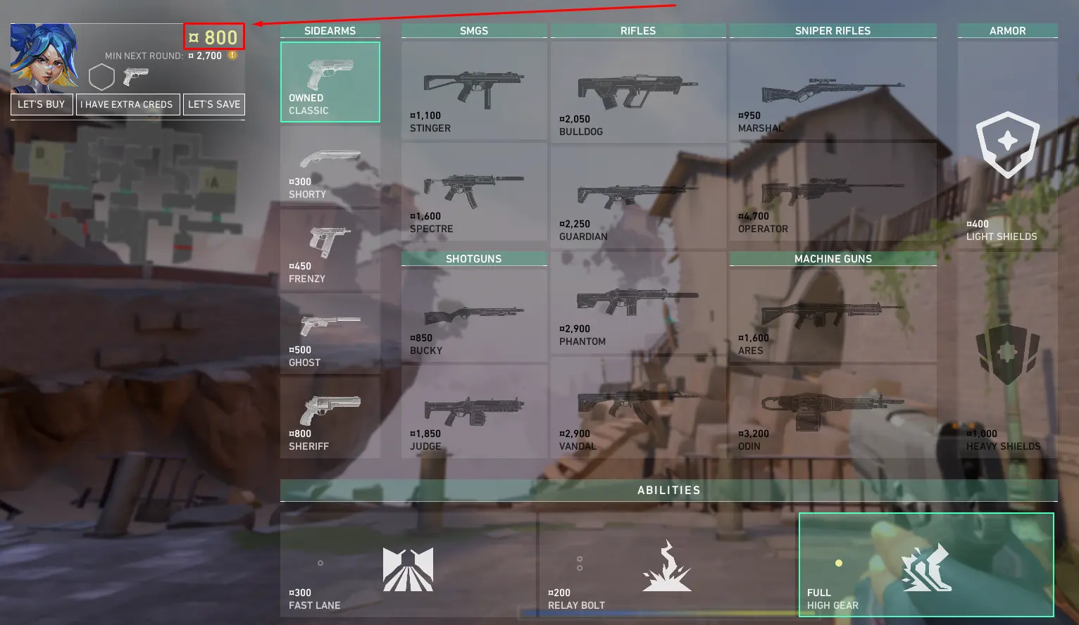 Compra de armas Valorant