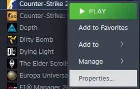 Propriedades do Counter-strike 2
