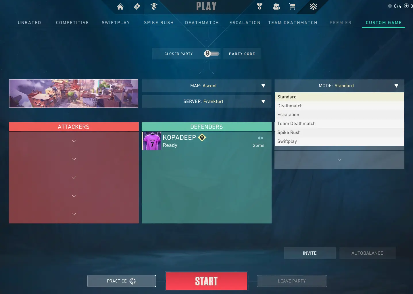 Modos de jogo no Valorant