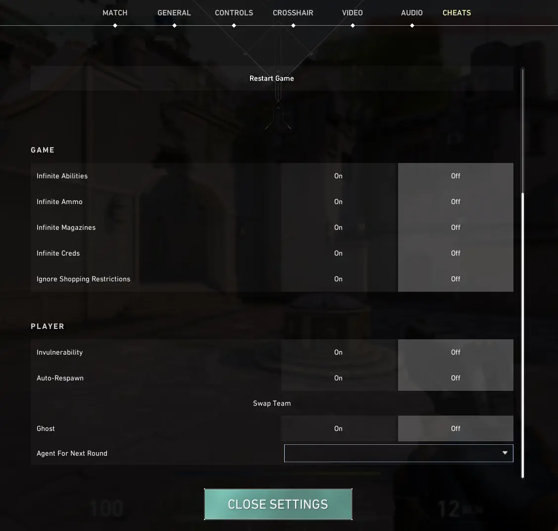 Cheats para o jogo personalizado Valorant