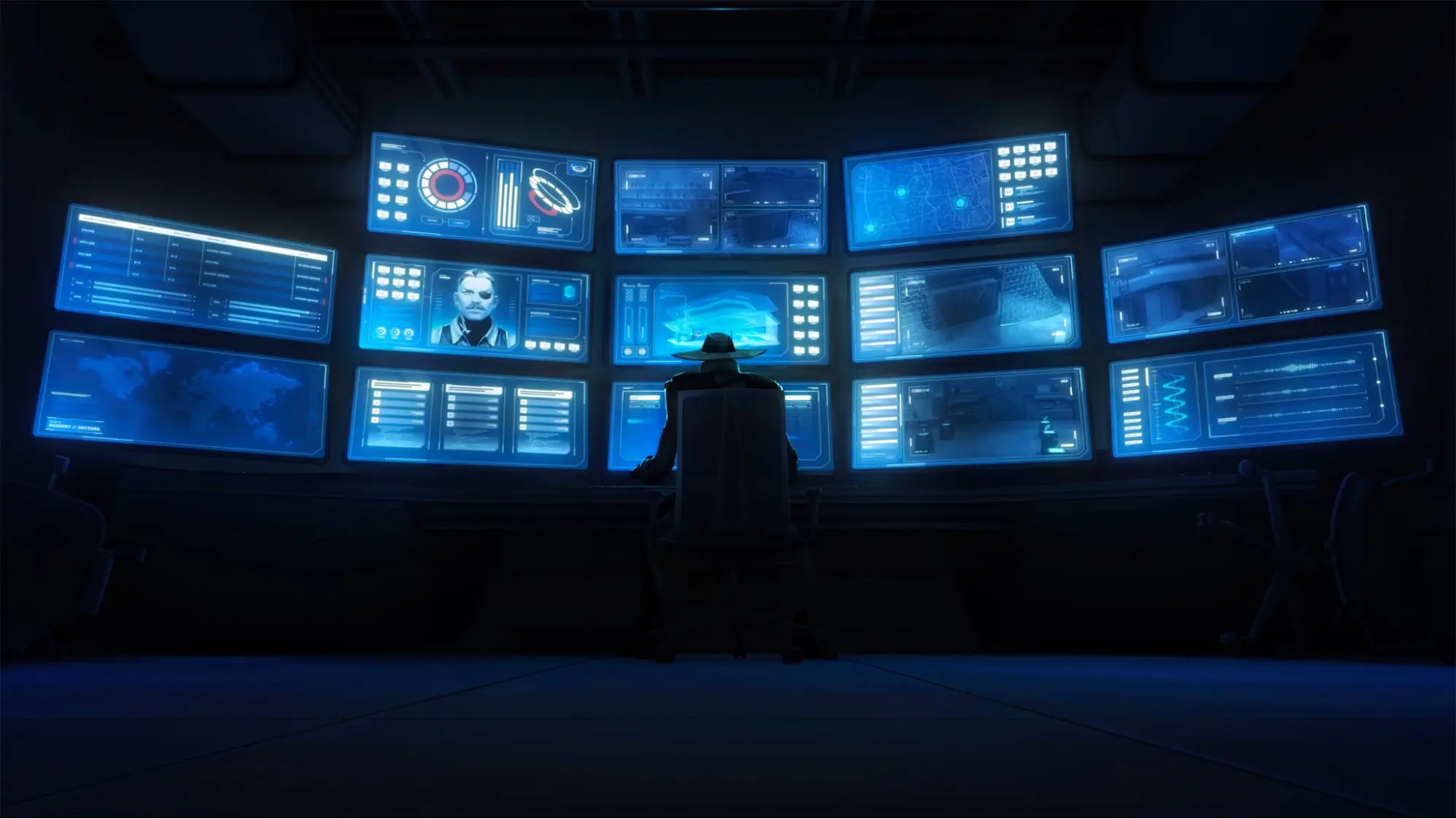 A room with monitors