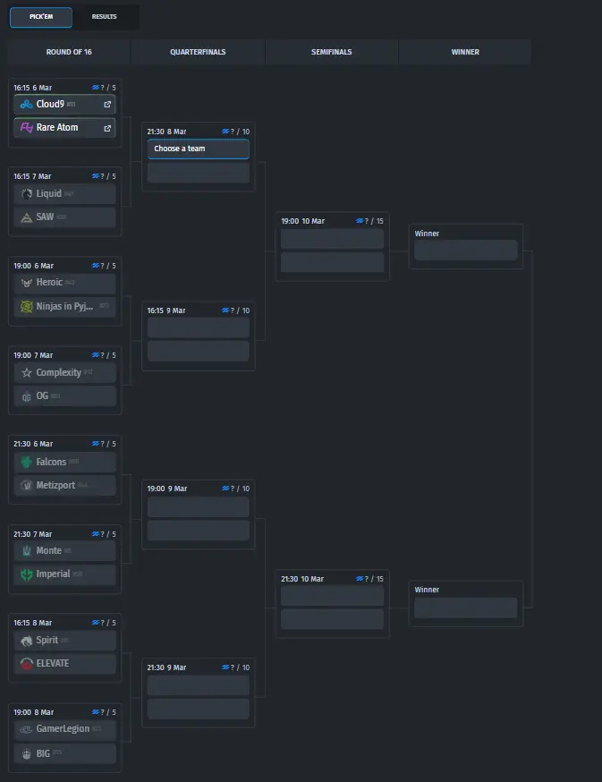 Pick'em brackets