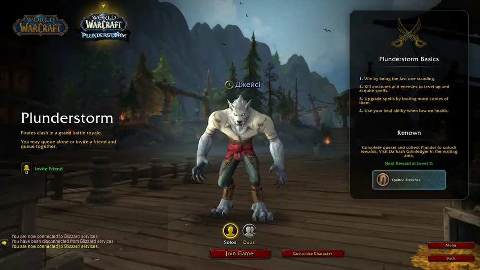 Criação de personagem de Plunderstorm