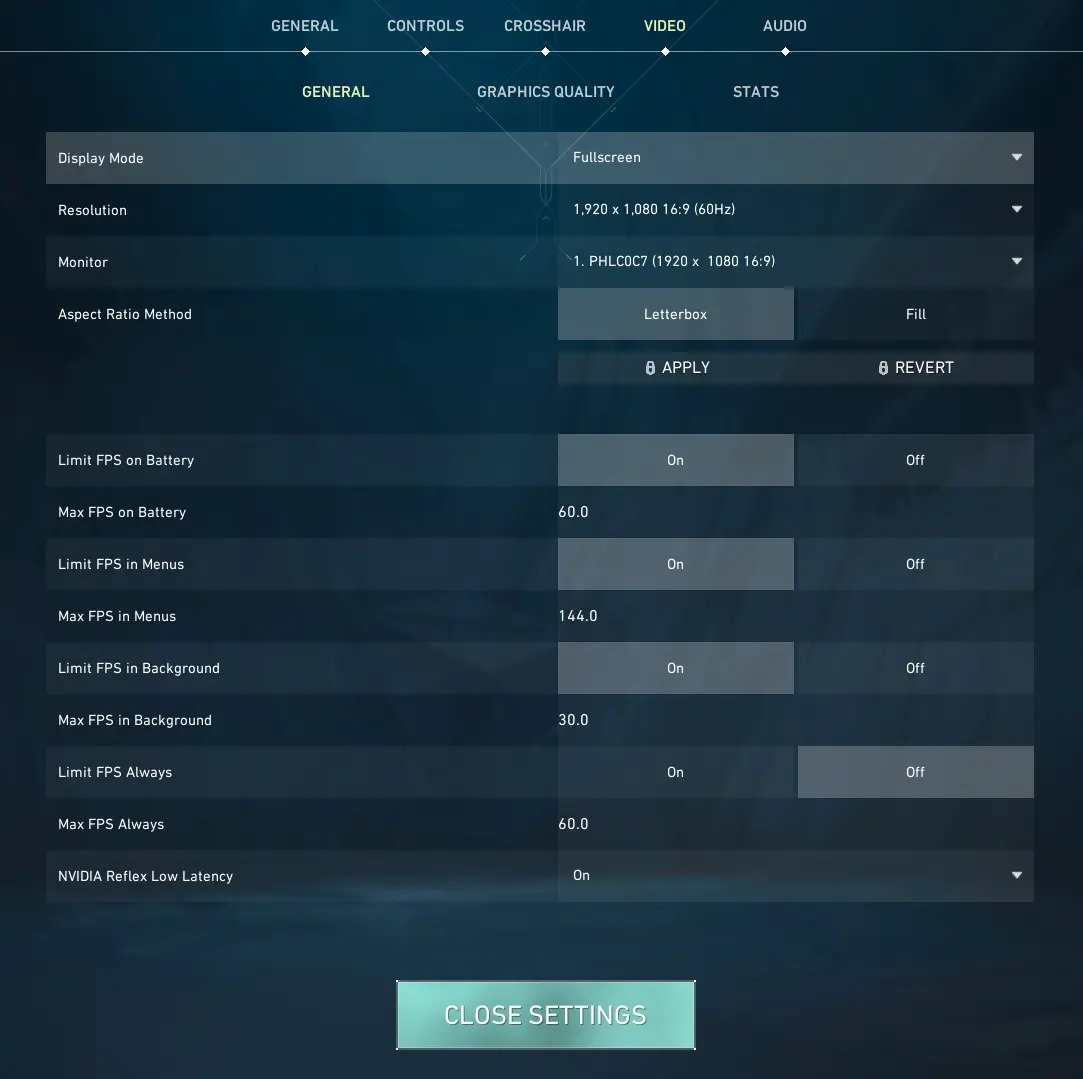 Valorant general settings