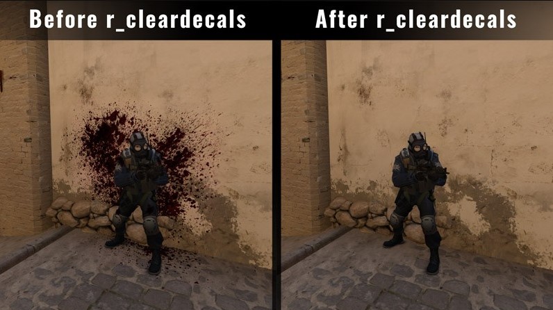 The effect after using the bind for detail's removal in CS:GO