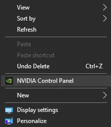 Uzyskiwanie dostępu do panelu sterowania Nvidia