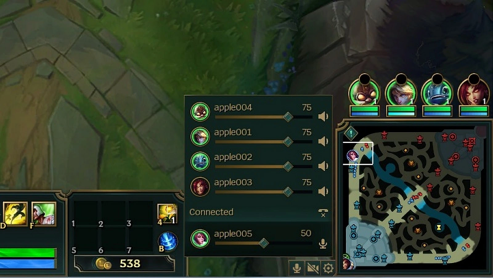 An example of what voice chat might look like in League of Legends as there is already voice chat in team with teammates 