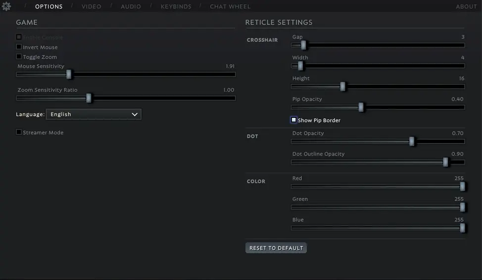 Reticle Settings Deadlock