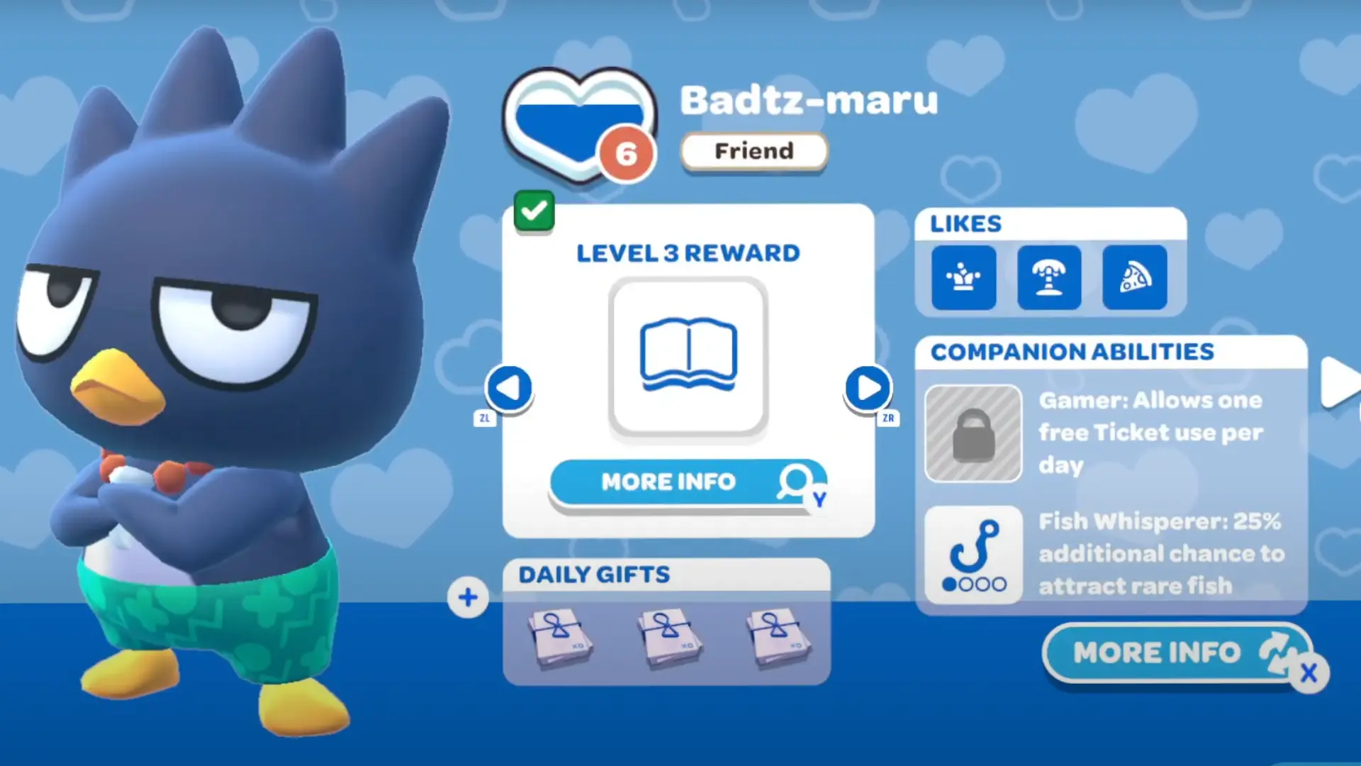 Befriend Badtz-maru to unlock fishing.