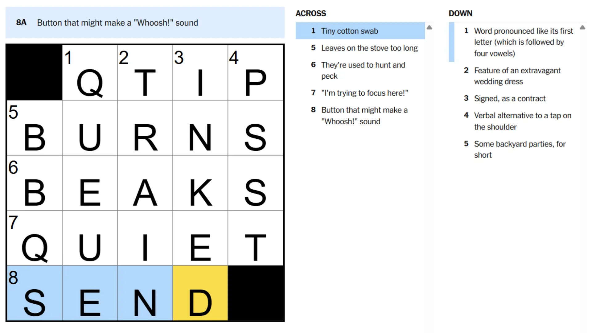 Mini Crossword Answer (April 24)