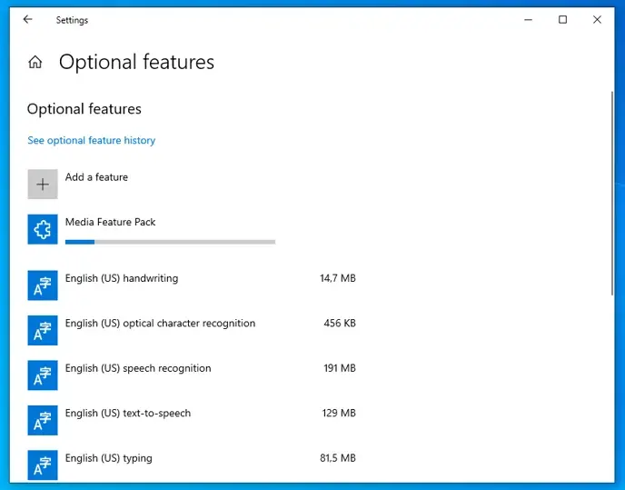 Installing Windows Media Feature Pack