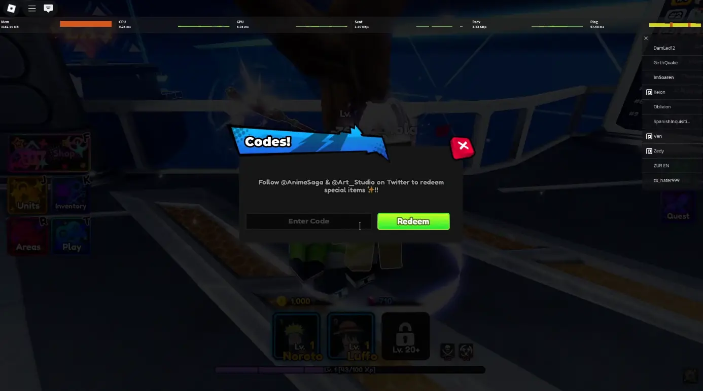 Roblox code redemption