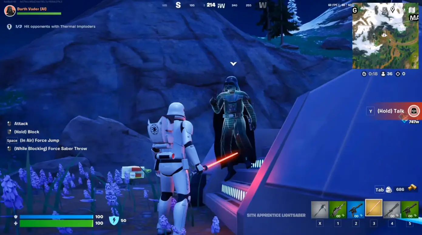 Samtale med Darth Vader i Fortnite