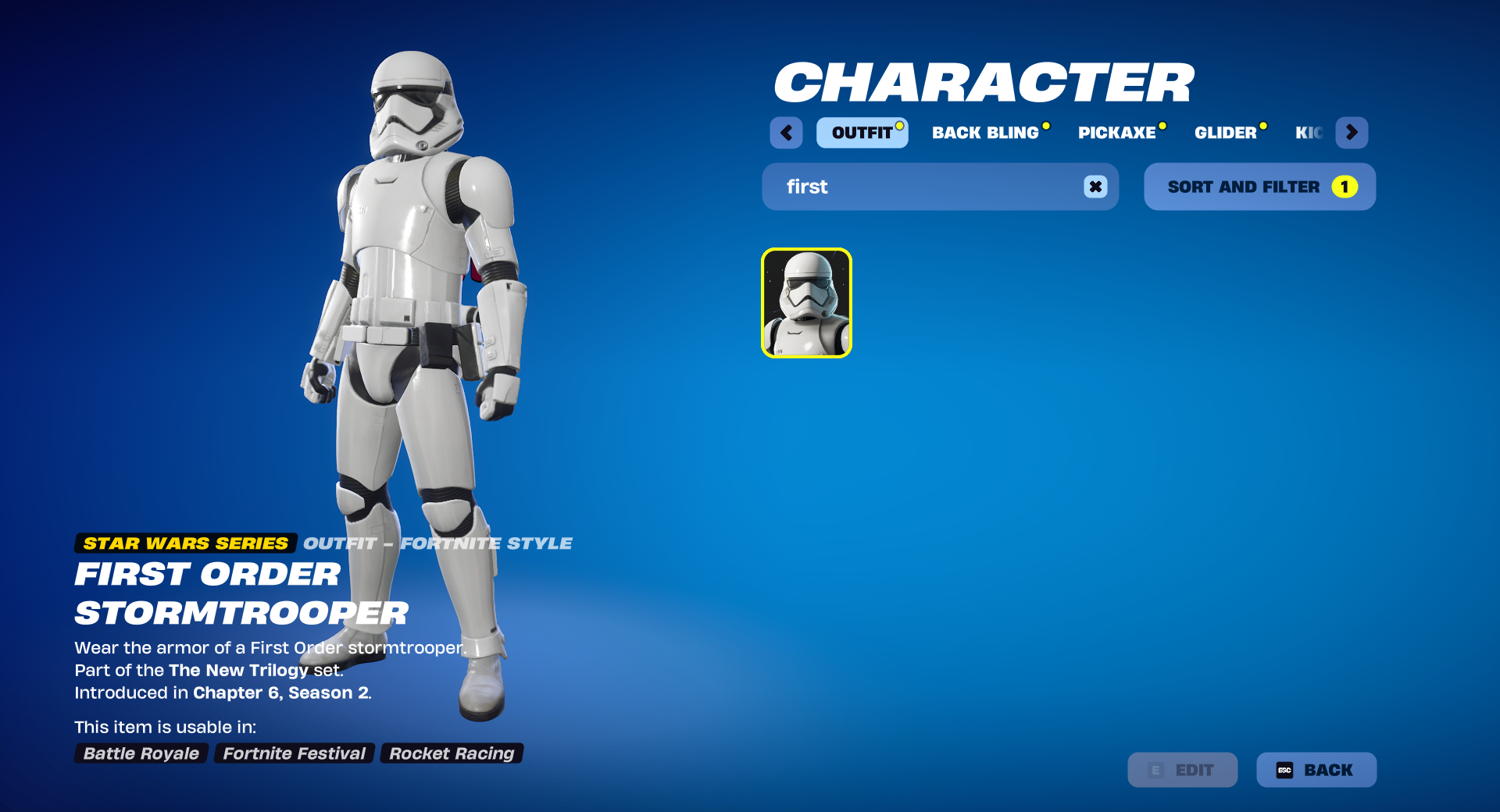 스킨 First Order Stormtrooper Fortnite