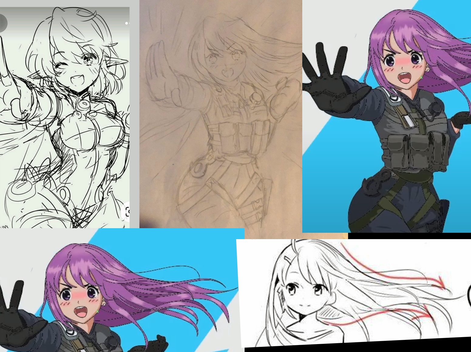 Comparison of the M4A4 skin with drawings by different authors