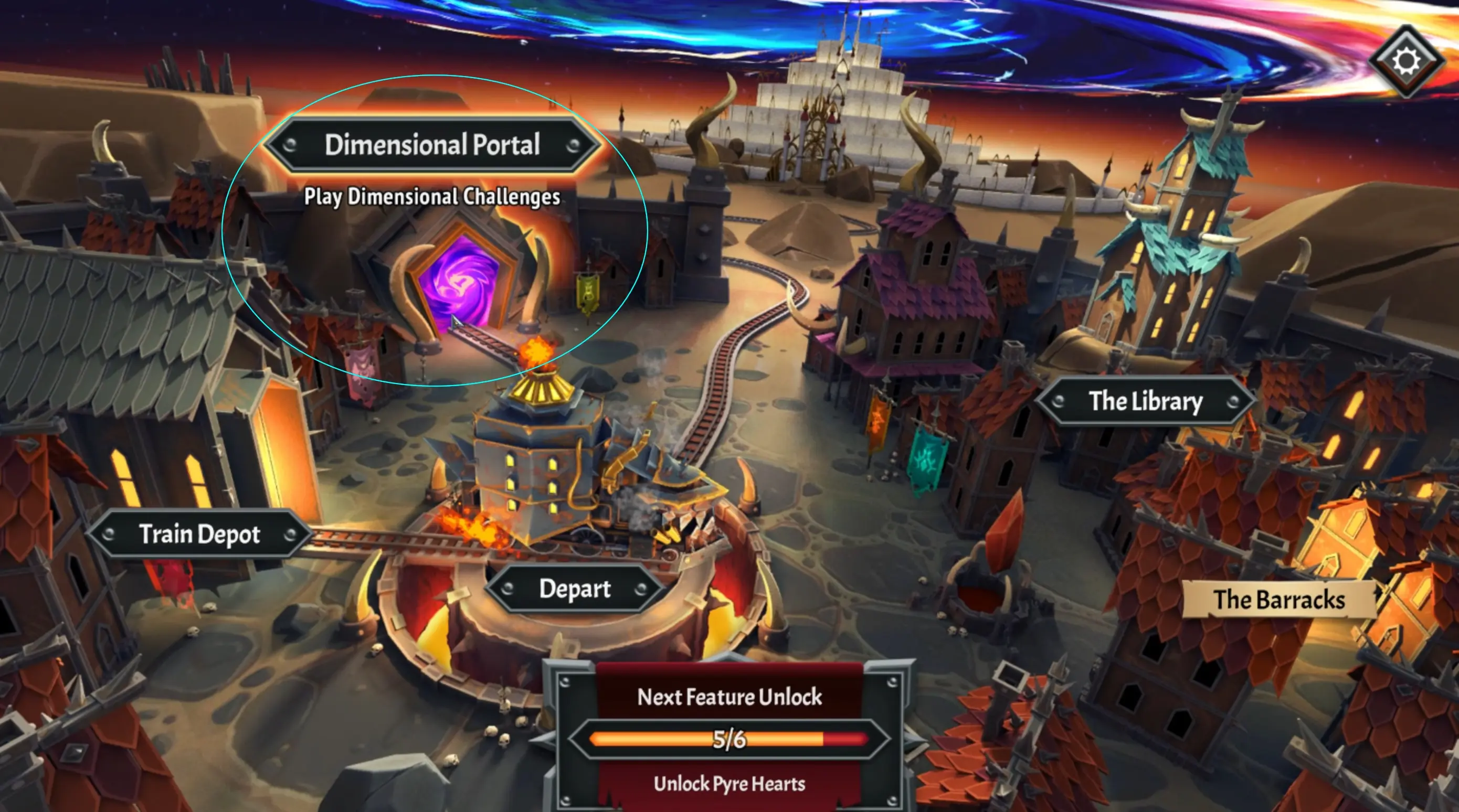 Dimensional Portal in Monster Train 2 in the lobby