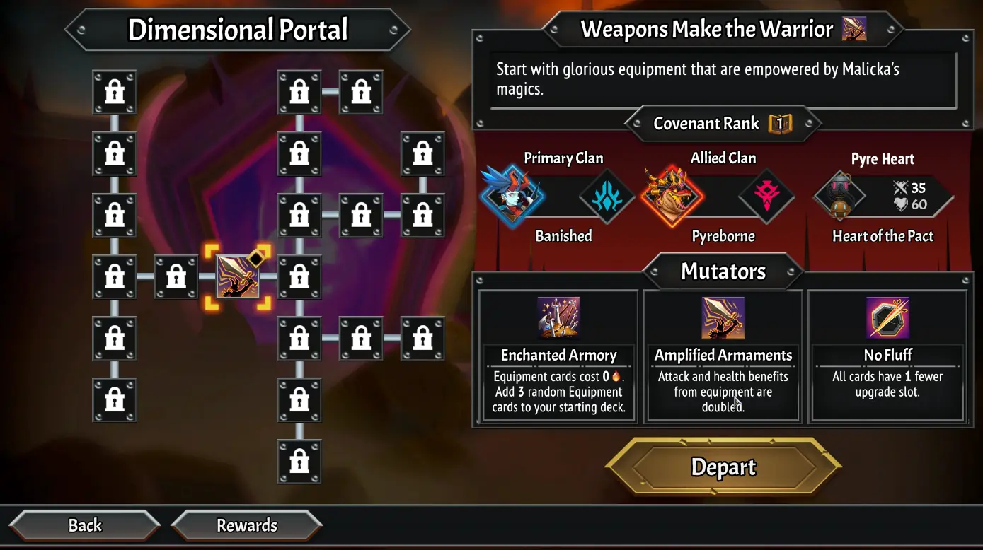 Dimensional Portal interface in Monster Train 2
