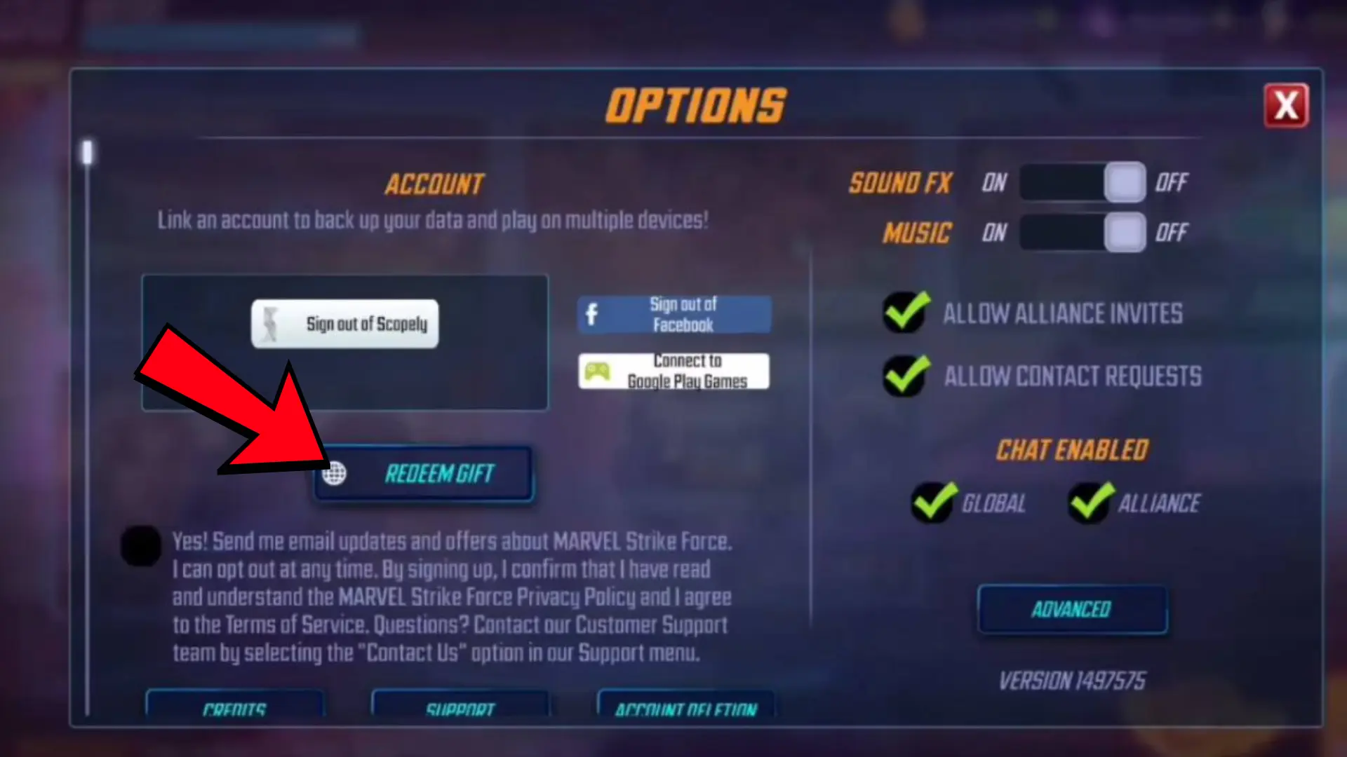How to redeem codes in Marvel Strike Force