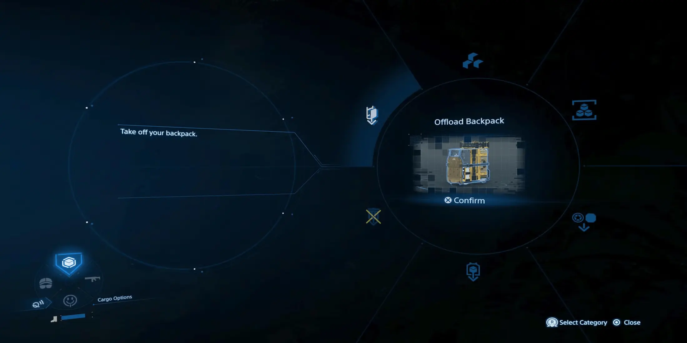 Opción&nbsp;Offload Backpack en&nbsp;Death Stranding 2