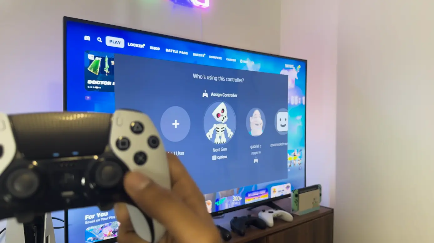 Log into the second player's Fortnite account on a single PS5 console |&nbsp;Source: Doctor Glitch