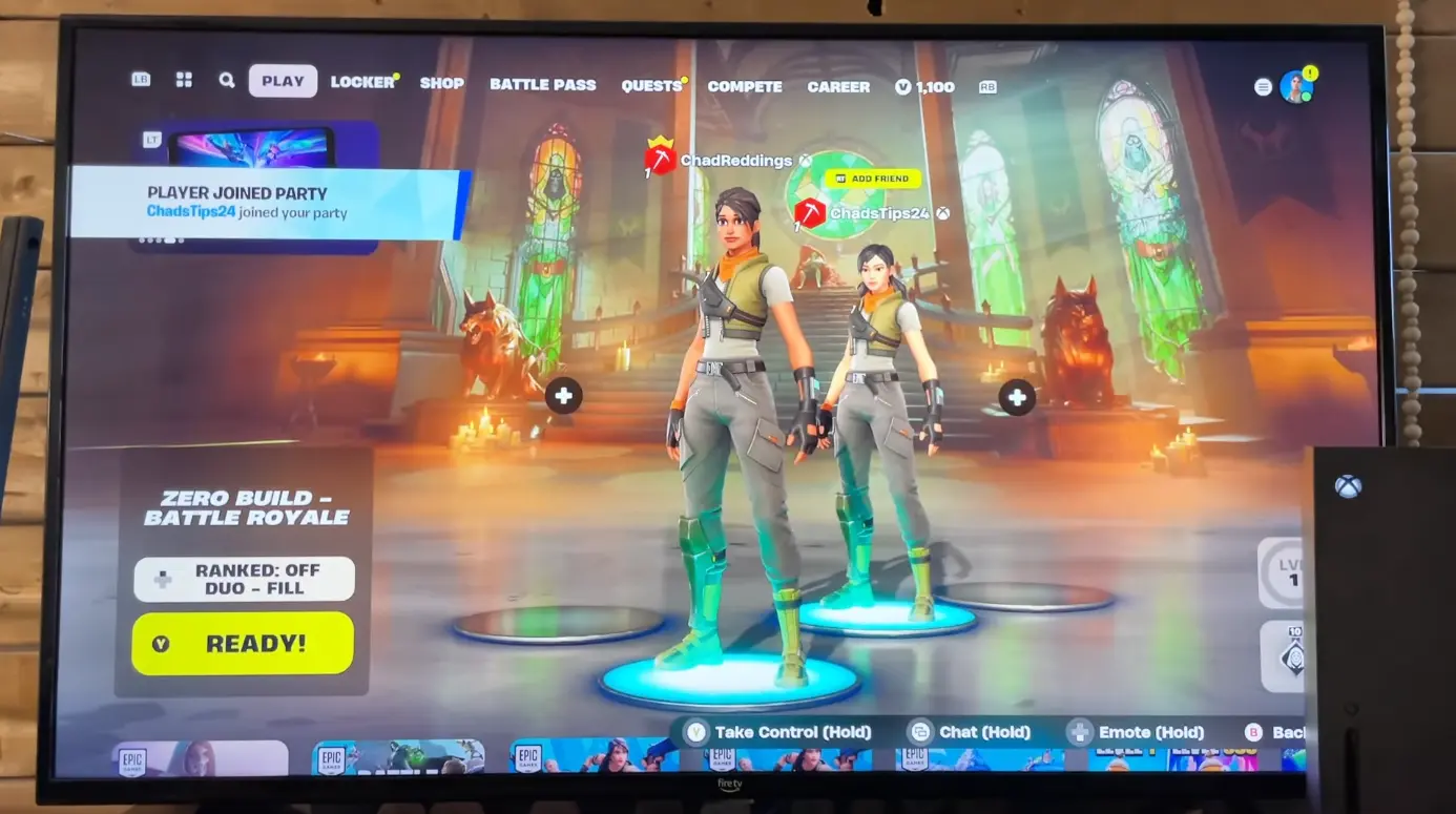 Two players in one Fortnite lobby