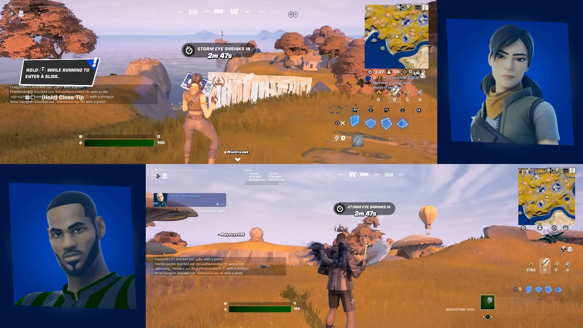 Two players on one screen in Fortnite