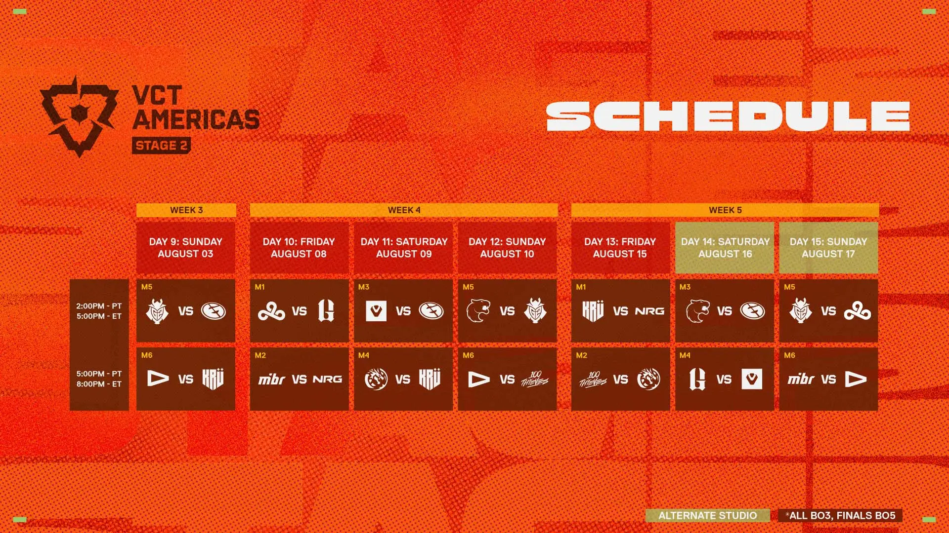  VCT 2025: Americas Stage 2 Schedule Part 2
