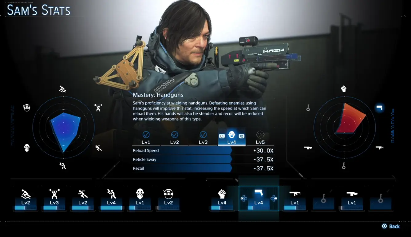 Sam's Stats — Handguns | Death Stranding 2