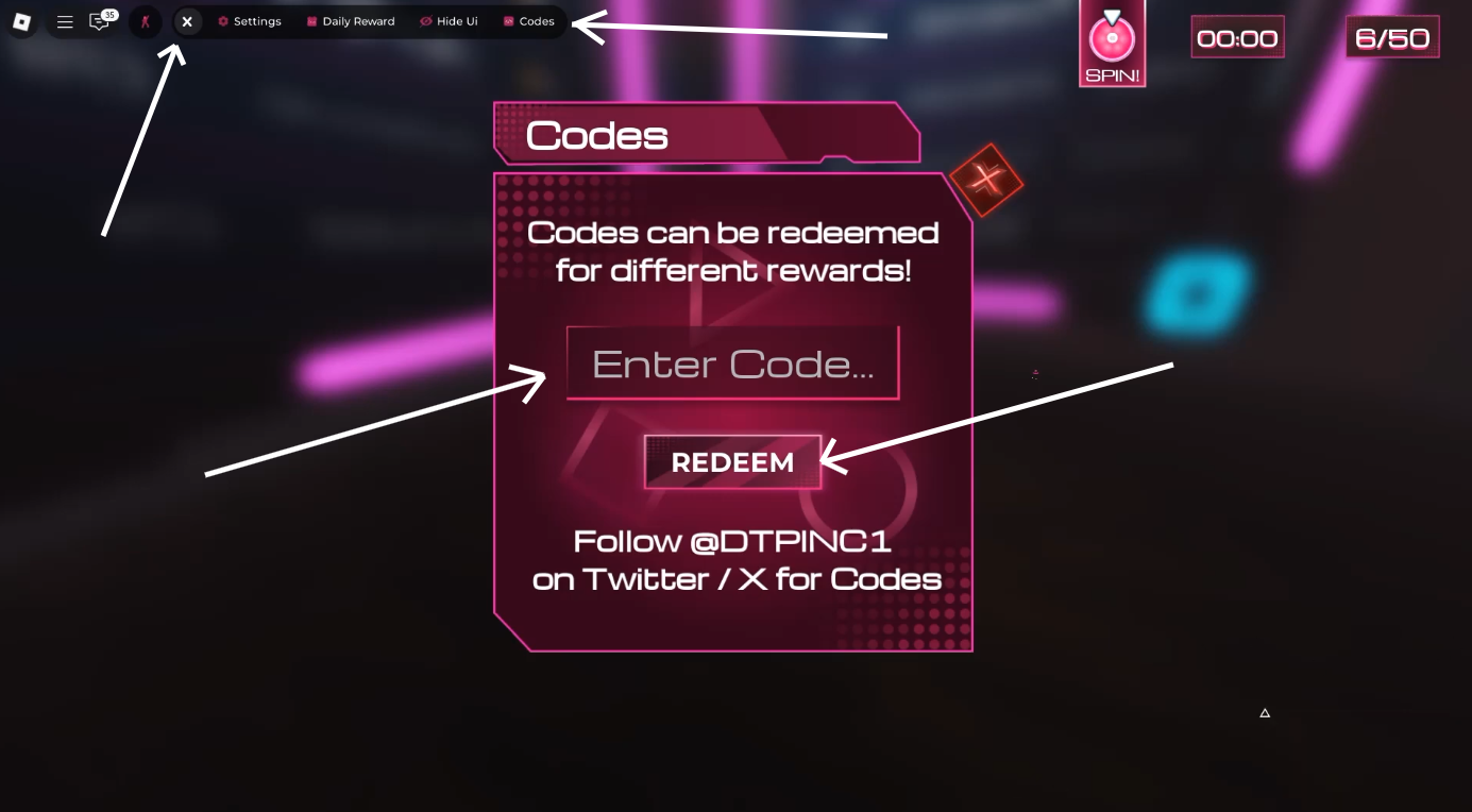 Entering a code in Kraken Game Roblox