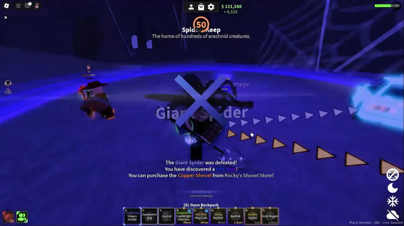 Вбивство Giant Spider у Roblox Dig