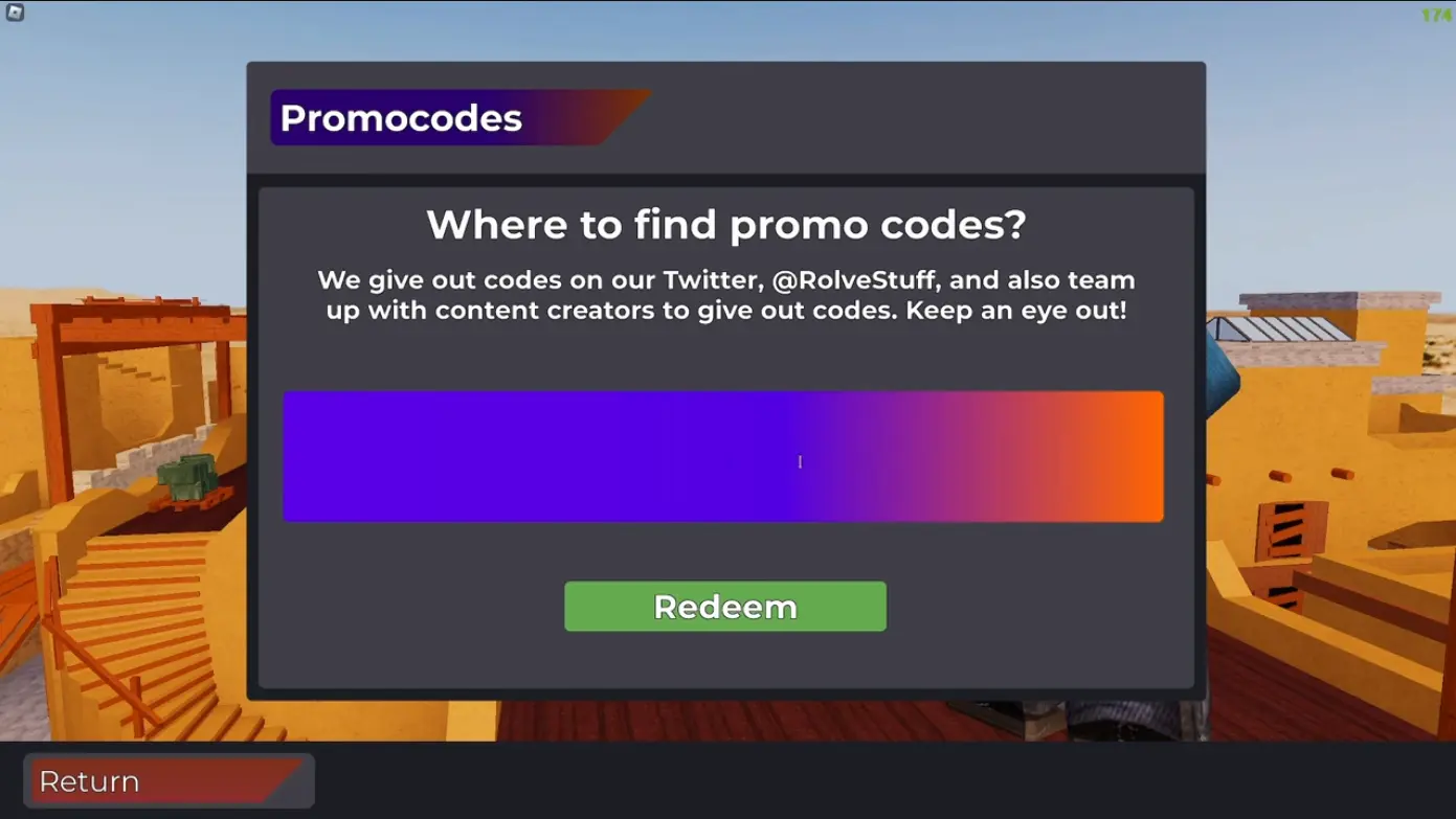 Nhập mã khuyến mãi trong Roblox Arsenal