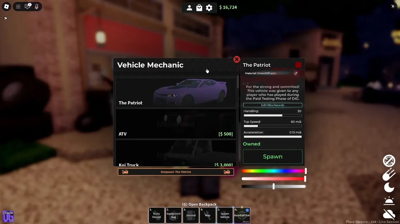Vehicle Customization in Dig Roblox